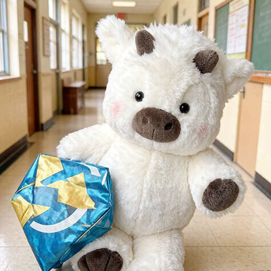 Running White Highland Cow Plushie