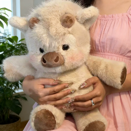 Running Beige Highland Cow Plushie